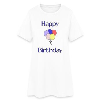 ALLES GUTE ZUM GEBURTSTAG. ALLES GUTE ZUM GEBURTSTAG. JAHRESTAG. - Frauen T-Shirt-Kleid - Weiß - Vorne