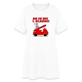 1. Klasse Feuerwehrmann - Maus SCHULANFANG - Frauen T-Shirt-Kleid - Weiß - Vorne