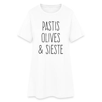 Pastis olives et sieste - Humour Sud - Robe T-shirt Femme - blanc - Devant