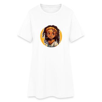 Casual dreadlocks style with colorful headgear - Women’s T-Shirt Dress - white - Front
