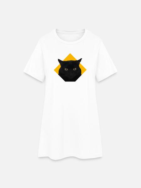 Logo Chat Noir - Robe T-shirt Femme - blanc