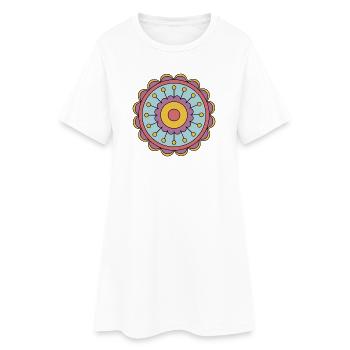 Niedliche Funky Hippie Boho Blume - Frauen T-Shirt-Kleid - Weiß - Vorne