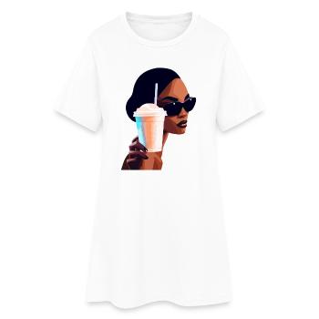 Lebendige Sommergetränk Frau Illustration - Frauen T-Shirt-Kleid - Weiß - Vorne