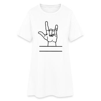 Le geste de la main respecte l’espace texte - Robe T-shirt Femme - blanc - Devant