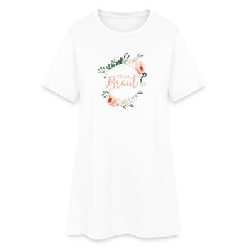 Team Braut! Grün-Pastell-Kranz, personalisierbar - Frauen T-Shirt-Kleid - Weiß - Vorne