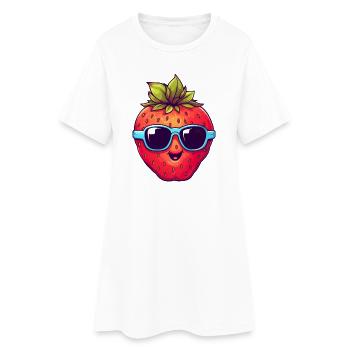 Fraise fraîche avec lunettes de soleil - Robe T-shirt Femme - blanc - Devant