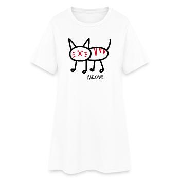 Meow! white - Women’s T-Shirt Dress - white - Front
