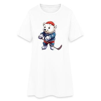 Joueur de hockey Polar Bear - Robe T-shirt Femme - blanc - Devant