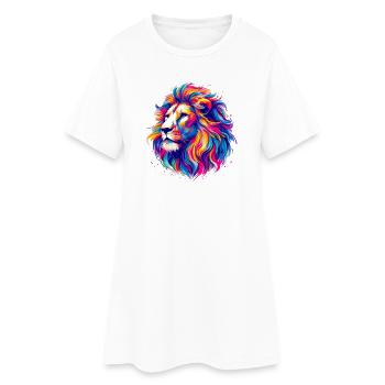 Löwe - Frauen T-Shirt-Kleid - Weiß - Vorne