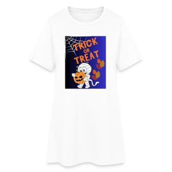 Trick oder Treat Mumie Kürbis - Frauen T-Shirt-Kleid - Weiß - Vorne