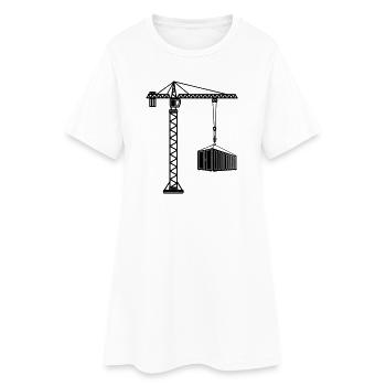 Construction crane with sea container - Women’s T-Shirt Dress - white - Front