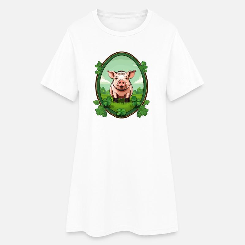 Heldig gris - T-shirt kjole dame - hvid