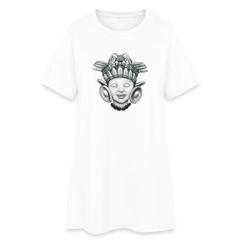 Enfant dieu d'inspiration aztèque monochrome - Robe T-shirt Femme - blanc - Devant