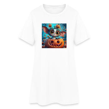 Petite Créature de Halloween dans Citrouille - Robe T-shirt Femme - blanc - Devant