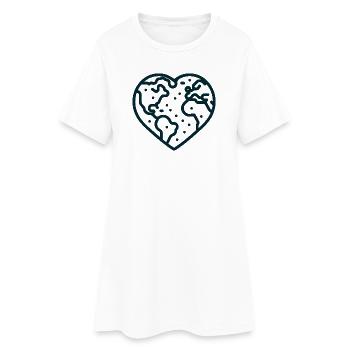 Herzförmige Erde - Frauen T-Shirt-Kleid - Weiß - Vorne