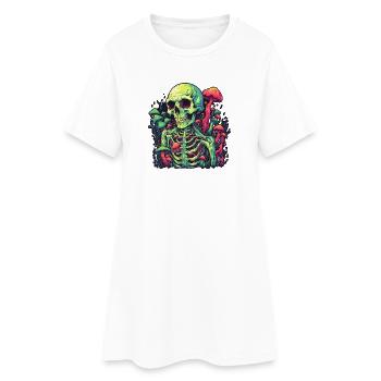 Horror Pilz Skelett - Happy Halloween - Frauen T-Shirt-Kleid - Weiß - Vorne