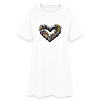 Vélo Vélo Chaîne Vélo Fleurs Cyclisme - Robe T-shirt Femme - blanc - Devant