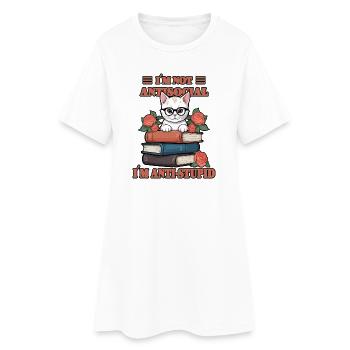 Chat malin - Robe T-shirt Femme - blanc - Devant