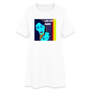 Madonna with mobile phone - Women’s T-Shirt Dress - white - Front