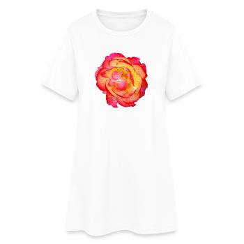 Rosenfoto pfirsich farben, blühen - Frauen T-Shirt-Kleid - Weiß - Vorne