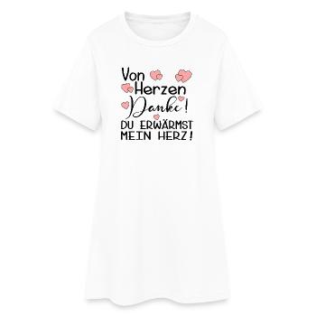 DU ERWÄRMST MEIN HERZ - DANKE - Frauen T-Shirt-Kleid - Weiß - Vorne