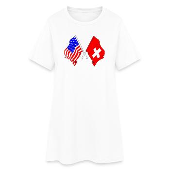 Drapeau des États-Unis et drapeau de la Suisse - Robe T-shirt Femme - blanc - Devant
