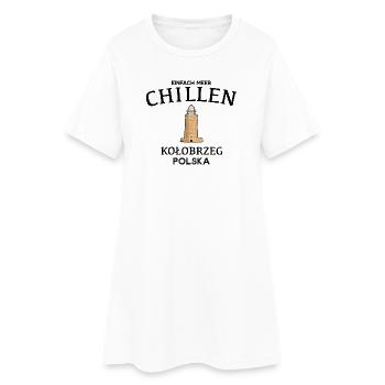 Kolberg, Meer chillen, Leuchtturm Zeichnung, Polen - Frauen T-Shirt-Kleid - Weiß - Vorne