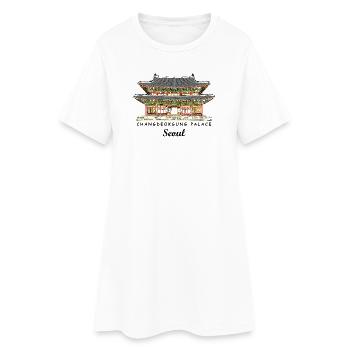 Séoul, Changdeokgung, site du patrimoine mondial en Corée du Sud - Robe T-shirt Femme - blanc - Devant