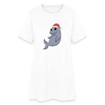 Dugong Weihnachten - Frauen T-Shirt-Kleid - Weiß - Vorne