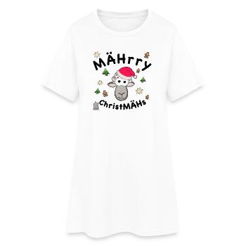 MÄHrry ChristMÄHs, Weihnachten, lustiges Schaf - Frauen T-Shirt-Kleid - Weiß - Vorne