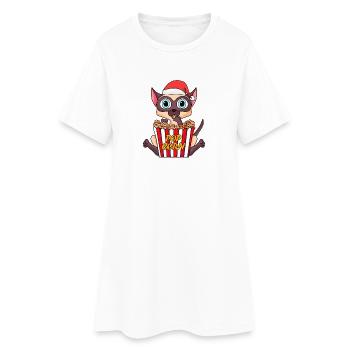 Siamois Chat Chat Animal Noël - Robe T-shirt Femme - blanc - Devant