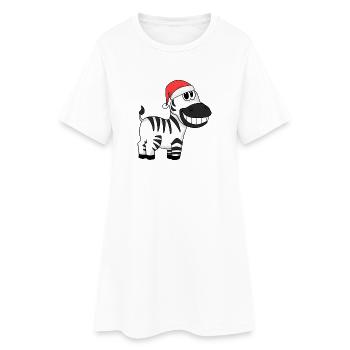 Zebra Weihnachten - Frauen T-Shirt-Kleid - Weiß - Vorne
