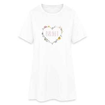 Team Braut! Herz-Blumen, personalisierbar - Frauen T-Shirt-Kleid - Weiß - Vorne