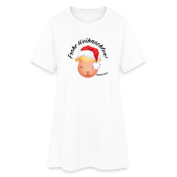 Weihnachtsschaf Lamm Frohe Weihnachten schwarz - Frauen T-Shirt-Kleid - Weiß - Vorne