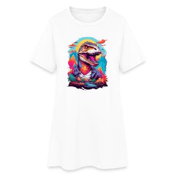 Tyrannosaurus Rex - Frauen T-Shirt-Kleid - Weiß - Vorne
