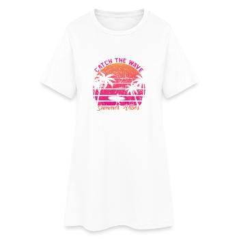 Catch the Wave - Frauen T-Shirt-Kleid - Weiß - Vorne