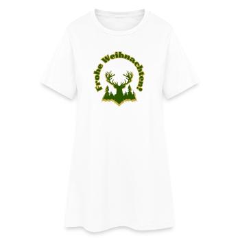Frohe Weihnachten Silhouette Hirsch Wald grün gold - Frauen T-Shirt-Kleid - Weiß - Vorne