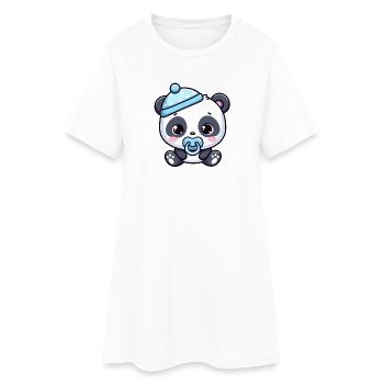 Baby-Panda mit blauem Hut - Frauen T-Shirt-Kleid - Weiß - Vorne