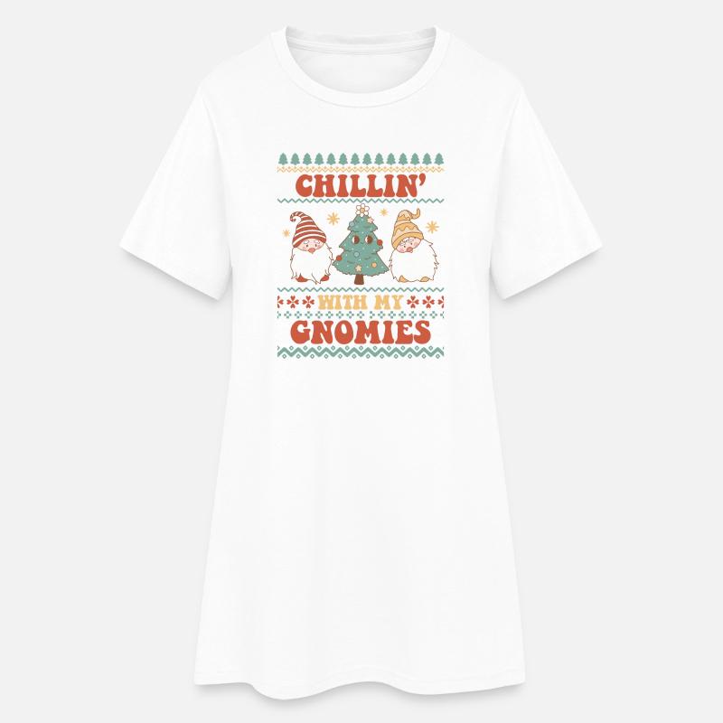 Hässlicher Weihnachtspullover - Frauen T-Shirt-Kleid - Weiß