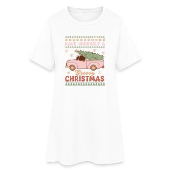 Hässlicher Weihnachtspullover - Frauen T-Shirt-Kleid - Weiß - Vorne