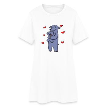 Famille Rhinocéros - Rhinocéros avec bébé - Rhinocéros - Robe T-shirt Femme - blanc - Devant