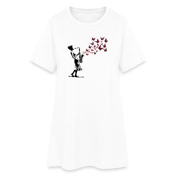Saxophone Music Butterfly Street Art Style - Women’s T-Shirt Dress - white - Front