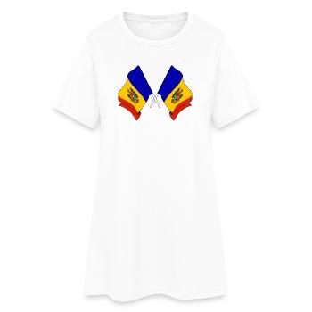 Deux drapeaux Moldavie - Robe T-shirt Femme - blanc - Devant
