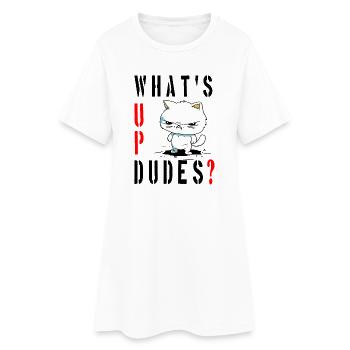 whats up dudes? Angry Cat - Frauen T-Shirt-Kleid - Weiß - Vorne