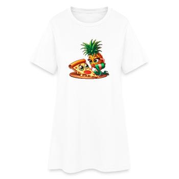 Pizza Hawaii - Frauen T-Shirt-Kleid - Weiß - Vorne