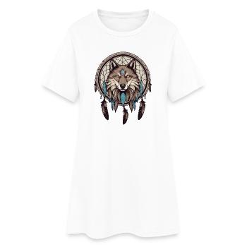 Attrape-rêves avec loup - Robe T-shirt Femme - blanc - Devant