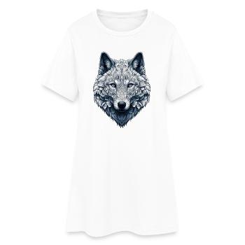 Loup décoré de Mandalas - Robe T-shirt Femme - blanc - Devant