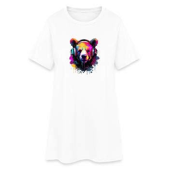 Ours avec casque Music Bears - Robe T-shirt Femme - blanc - Devant