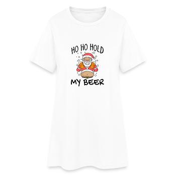 Weihnachtsmann Weihnachten Bier - Frauen T-Shirt-Kleid - Weiß - Vorne