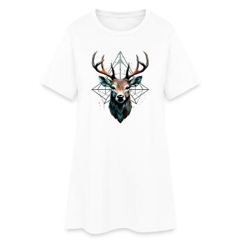Geometric deer with geometric patterns - Women’s T-Shirt Dress - white - Front